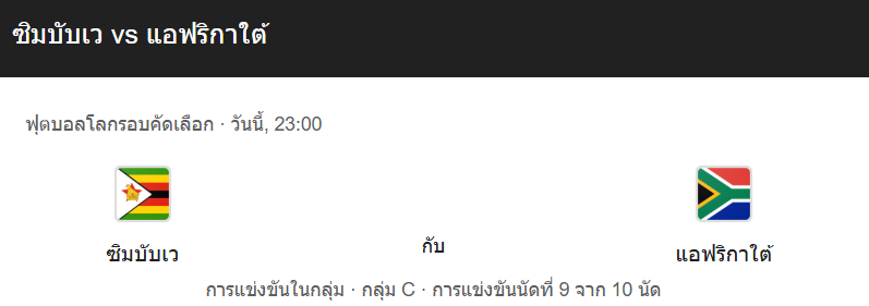 วิเคราะห์บอลเชิงลึก: ซิมบับเว VS แอฟริกาใต้